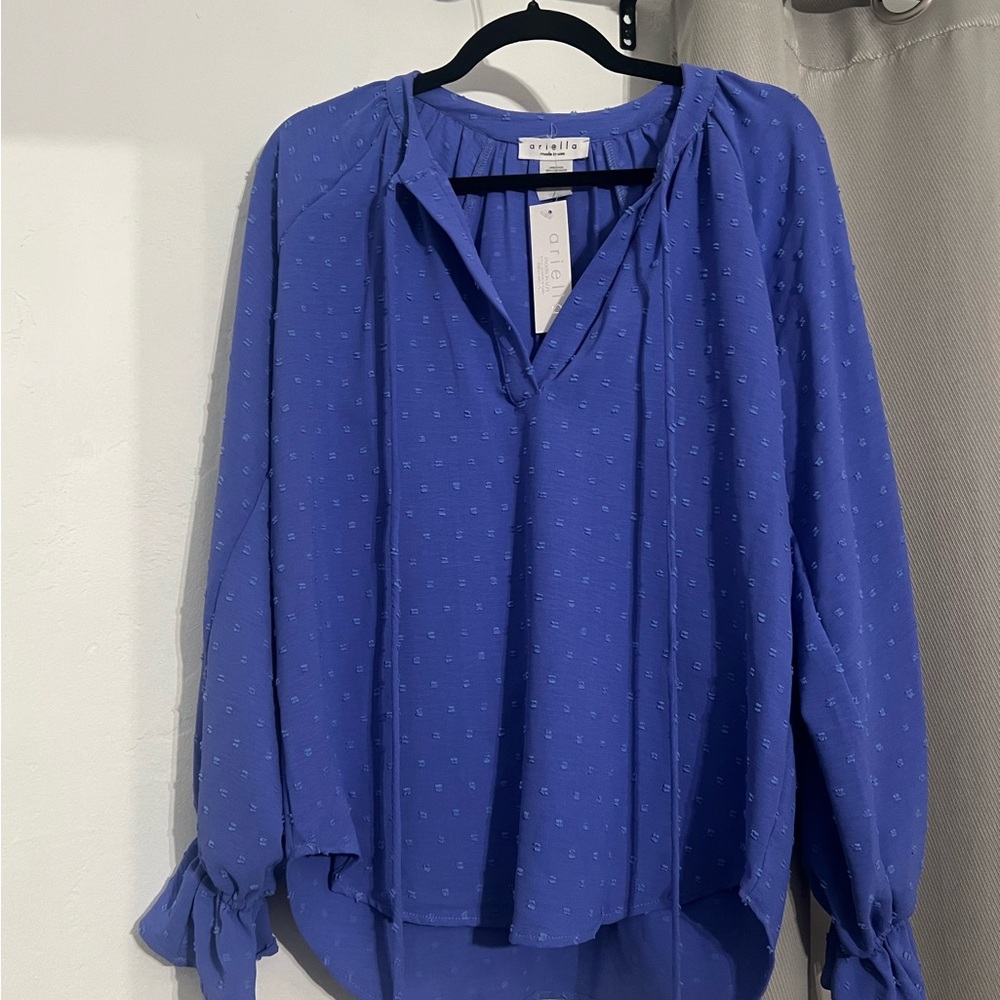 Ariella PeriwinkleBlue Textured Blouse